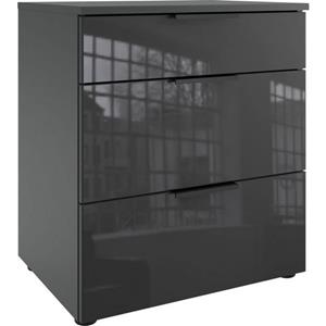 Wimex Nachtkastje Level36 black C by fresh to go met glazen elementen aan de voorkant, soft-close functie, 54 cm breed