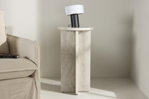 Nohr Zuil Jenelle Marmerlook, 75cm hoog - Beige - Rond