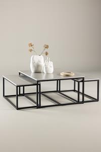 Nohr Salontafel Dacey Betonlook, Set van 3 stuks - Grijs - Vierkant