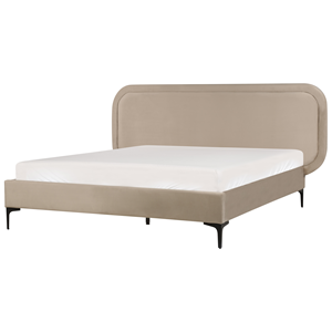 BELIANI Bed fluweel beige 140 x 200 cm SUZETTE
