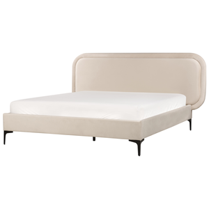 BELIANI Bed fluweel lichtbeige 140 x 200 cm SUZETTE