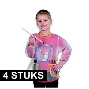 Merkloos 4x Kinder knutsel schort met zakken -