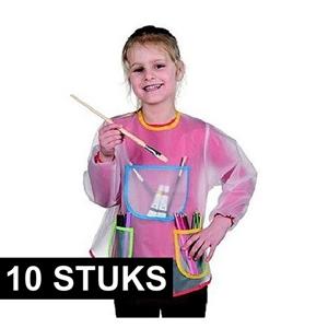 Merkloos 10x Kinder knutsel schort met zakken -