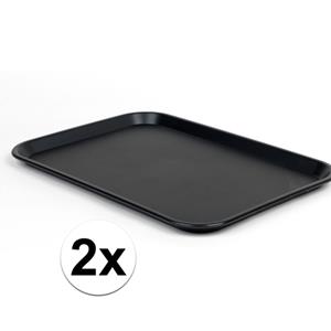 Merkloos 2x Horeca dienblad zwart 45 x 35 cm -