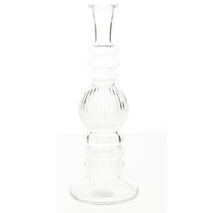 Ideas 4 Seasons Bloemenvaas Florence - voor kleine stelen/boeketten - transparant glas - ribbel - D8,5 x H23 cm -