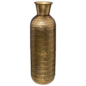 Atmosphera Bloemenvaas Antique Dorado - goud - bewerkt metaal - D15 x H45 cm - flessenhals model -