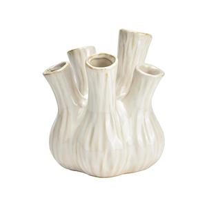 Merkloos Bloemenvaas - tulpenvaas - wit - keramiek - L20 x B20 x H21 cm - toetervaas -