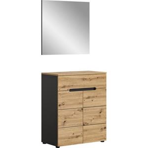 INOSIGN Halmeubelset Garderobenkombination Rehat, Breite 80cm,in Basalt grau/Artisan Eiche