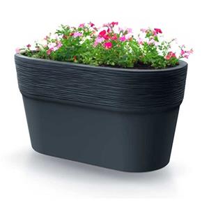 Prosperplast Plantenpot/bloempot Windsor - kunststof - antraciet - L28 x B15 x H15 cm -
