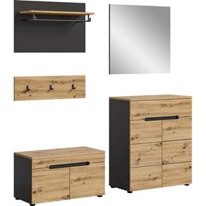 INOSIGN Halmeubelset Garderobenkombination Rehat, Breite 175cm,in Basalt grau/Artisan Eiche