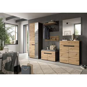 INOSIGN Halmeubelset Garderobenkombination Rehat, Breite 255cm,in Basalt grau/Artisan Eiche