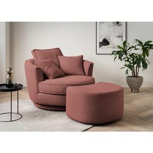 Leonique Draaibare fauteuil Maisie Set aanbieding in MEGA CORD ribfluweel, grote fauteuil, draaibaar met bijpassende voetenbank/poef (2 stuks)