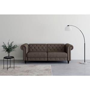 Dorel Home 3-zitsbank Felix, slaapbank 236 cm(ligoppervlak 108 x 190 cm), rugleuning 3-voudig verstelbaar, velours, kunstleer, luxe vintage microvezel