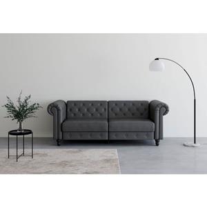Dorel Home 3-zitsbank Felix, slaapbank 236 cm(ligoppervlak 108 x 190 cm), rugleuning 3-voudig verstelbaar, velours, kunstleer, luxe vintage microvezel