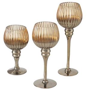 Boltze Deco by  Kaarshouders - 3 stuks - brons metallic - glas