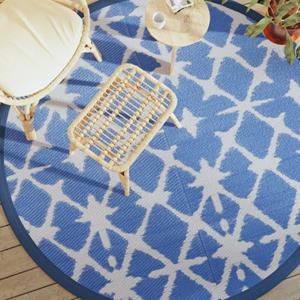 VidaXL BuitenkleedØ200 cm polypropeen blauw en wit