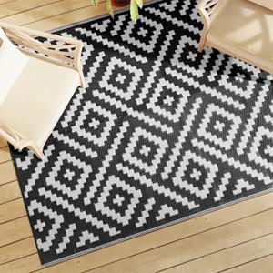 VidaXL Buitenkleed 160x230 cm PP wit en zwart
