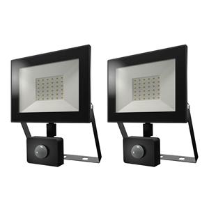 HOFTRONIC™ 2-pack Lumos LED Breedstraler met bewegingssensor en schemerschakelaar - 30W 2880lm - 6500K - IP65 - vervangt 160W - 2 jaar garantie