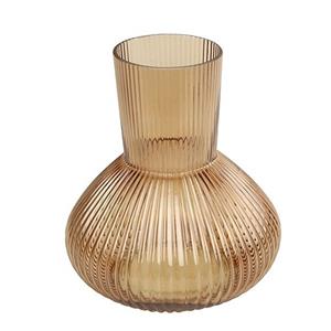 Countryfield Bloemenvaas Royal Wave - transparant glas - lichtbruin - D20 x H22 cm - vaas -