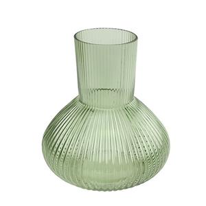 Countryfield Bloemenvaas Royal Wave - transparant glas - lichtgroen - D20 x H22 cm - vaas -