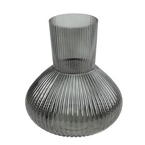 Countryfield Bloemenvaas Royal Wave - transparant glas - smoke grijs - D20 x H22 cm - vaas -