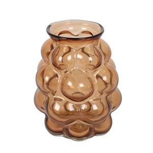Countryfield Bloemenvaas Bubblegum Medium - transparant glas - cognac bruin - D16 x H21 cm - vaas -