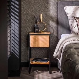 LifestyleFurn Nachtkastje Shellina Acaciahout, Met 1 lade - Massief acacia naturel