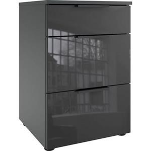 Wimex Nachtkastje Level36 black C met glazen elementen aan de voorkant, soft-close functie, 41 cm breed