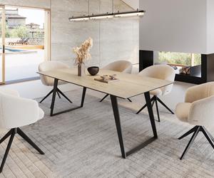 DELIFE Esstisch Edge 200x100 Keramik Travertin Natur Metall Schräg Schwarz
