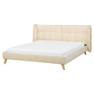 BELIANI Bed fluweel beige 160 x 200 cm SENLIS