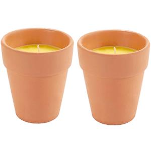 IBERGARDEN Citronella kaars in potje - 2x - aardewerk - 20 branduren - D8 x H8 cm -