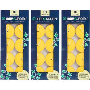 IBERGARDEN Citronella waxinelichtjes - kaarsjes - 6 branduren - 30x stuks -