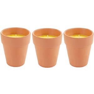 IBERGARDEN Citronella kaars in potje - 3x - aardewerk - 20 branduren - D8 x H8 cm -