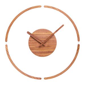QUVIO Grote wandklok - 35cm - Hout - Plexiglas - Donkerbruin
