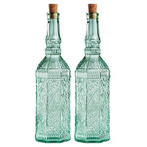 Merkloos 2x Sierlijke decoratie fles met kurk -