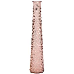 Decoris Vaas/bloemenvaas van gerecycled glas - D7 x H32 cm - transparant roze -