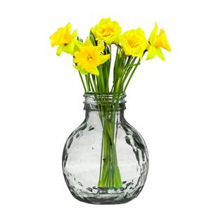 Natural Living Bloemenvaas Lourdes - transparant - gerecycled glas - D25 x H30 cm - Ronde bol vorm vaze -