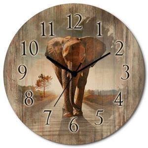 Artland Wandklok Een olifant loopt op de weg