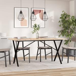 vidaXL Eettafel X-frame 140x80x75,5 cm massief grenenhout en gietijzer