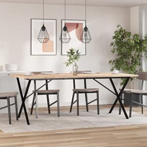 vidaXL Eettafel X-frame 200x100x75,5 cm grenenhout en gietijzer