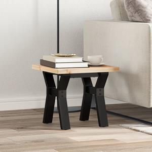 vidaXL Salontafel Y-frame 40x40x35,5 cm grenenhout en gietijzer