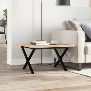 vidaXL Salontafel X-frame 60x60x40 cm massief grenenhout en gietijzer