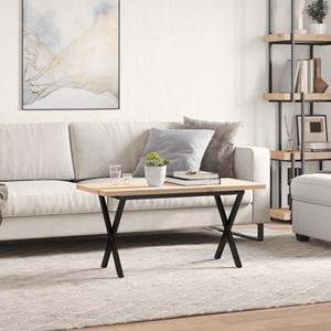 vidaXL Salontafel X-frame 90x40x45,5 cm grenenhout en gietijzer
