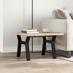 vidaXL Salontafel Y-frame 70x70x40,5 cm grenenhout en gietijzer