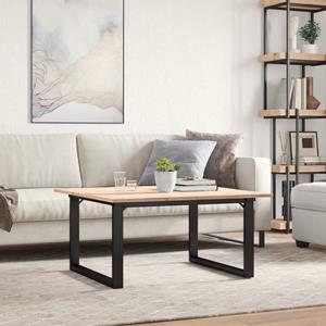 vidaXL Salontafel O-frame 90x90x45 cm massief grenenhout en gietijzer