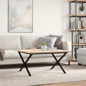 vidaXL Salontafel X-frame 90x90x45 cm massief grenenhout en gietijzer