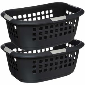 5five Wasmand extra groot - 2x - antraciet - kunststof - 51 liter - 67 x 47 x 27 cm -