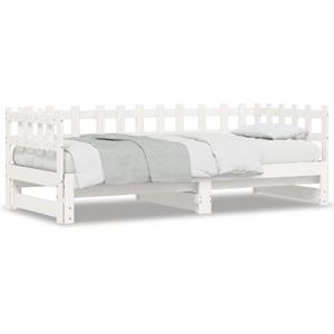 VidaXL Slaapbank uitschuifbaar massief grenenhout wit 2x(90x200) cm