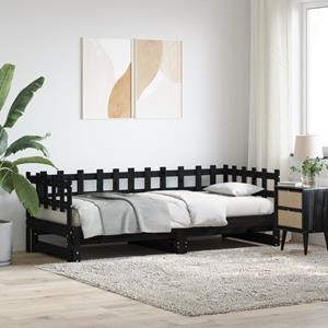 VidaXL Slaapbank uitschuifbaar massief grenenhout zwart 2x(90x190) cm