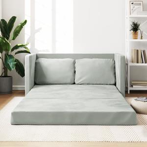 VidaXL Slaapbank vloermodel 2-in-1 122x204x55 cm fluweel lichtgrijs